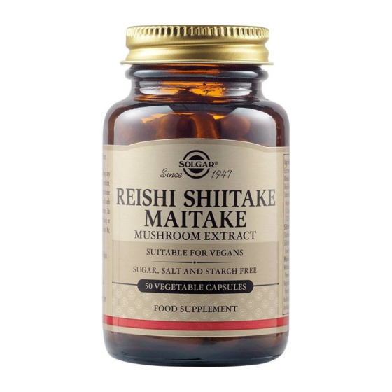 Solgar Екстракт от гъби рейши, шийтаке, майтаке 50 растителни капсули