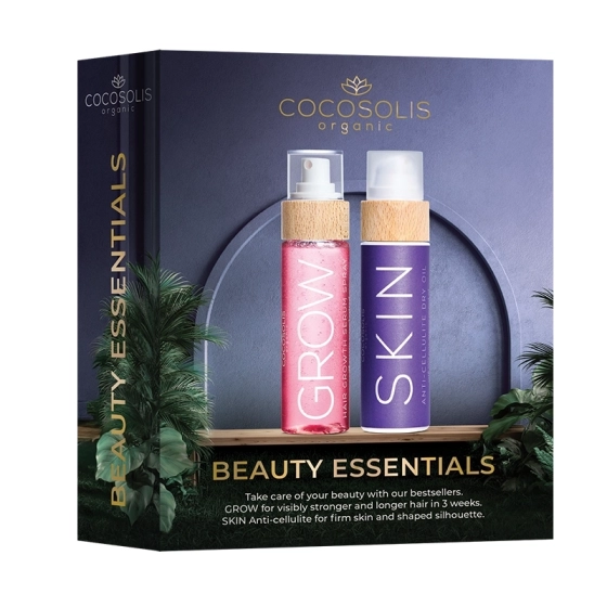 Cocosolis Beauty essentials подаръчен сет с антицелулитно масло и серум за бърз растеж на косата