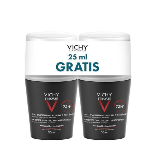 Vichy Homme дезодорант рол-он против петна и раздразнения за мъже 72ч 50мл x 2 701774