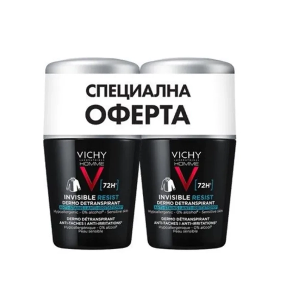 Vichy Homme дезодорант рол-он против петна и раздразнения за мъже 72ч 50мл x 2 701774