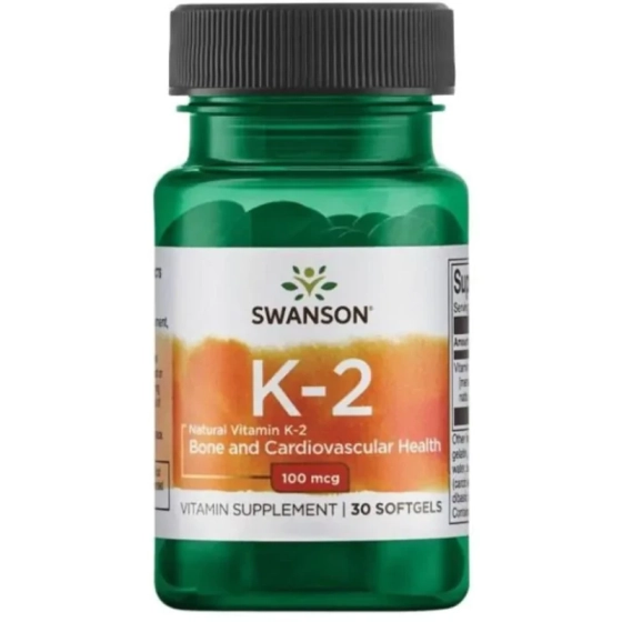 Swanson Високоефективен натурален витамин К2 за здрави кости 30 капсули