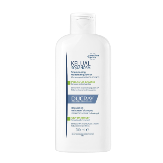 Ducray Kelual Squanorm Хидратиращ третиращ шампоан против мазен пърхот 200мл
