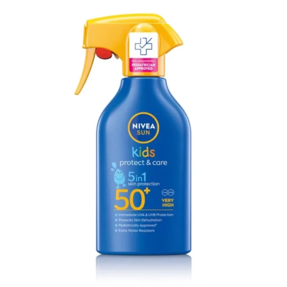 Nivea Sun Kids Protect&Care Детски слънцезащитен спрей с помпа SPF50+ 270мл