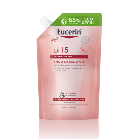 Eucerin pH5 Душ гел с натурални масла еко пълнител 400мл