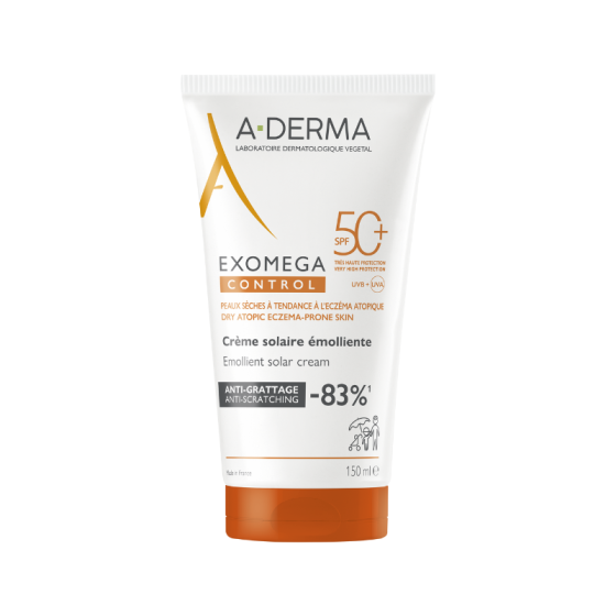 A-Derma Exomega Control Слънцезащитен емолиентен крем за атопична кожа SPF50+ 150мл