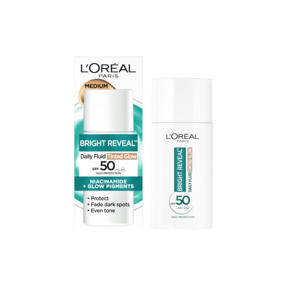Loreal Bright Reveal UV Флуид оцветен, среден цвят 50мл