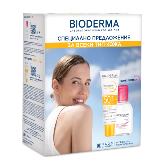 Комплект Bioderma Photoderm Аквафлуид неутрален 40мл + Sensibio H2O Мицеларен разтвор 100мл