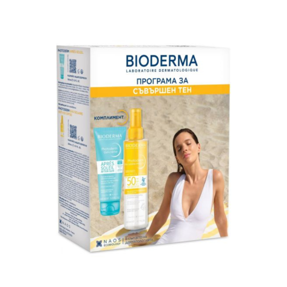 Комплект Bioderma Photoderm Anti-Ox Слънцезащитна вода SPF50 200мл + Мляко за след слънце 100мл