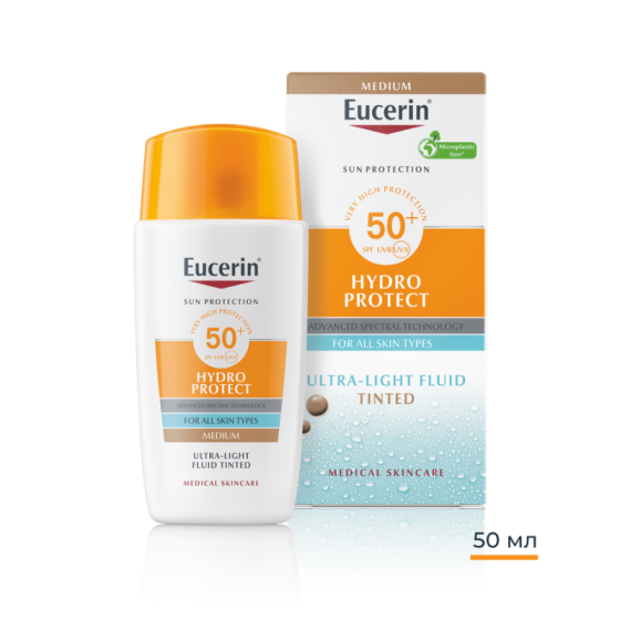 Eucerin Hydro protect Оцветен слънцезащитен ултралек флуид за лице SPF50+ Тъмен цвят 50мл