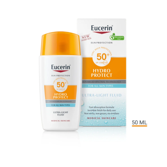 Eucerin Hydro protect Оцветен слънцезащитен ултралек флуид за лице SPF50+ Тъмен цвят 50мл