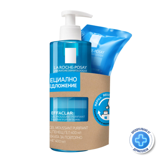 Комплект La Roche-Posay Effaclar Измиващ гел за лице 400мл + рефил 400мл 318408