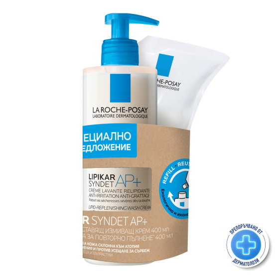 Комплект La Roche-Posay Lipikar Syndet AP+ Измиващ крем 400мл + рефил 400мл 708429