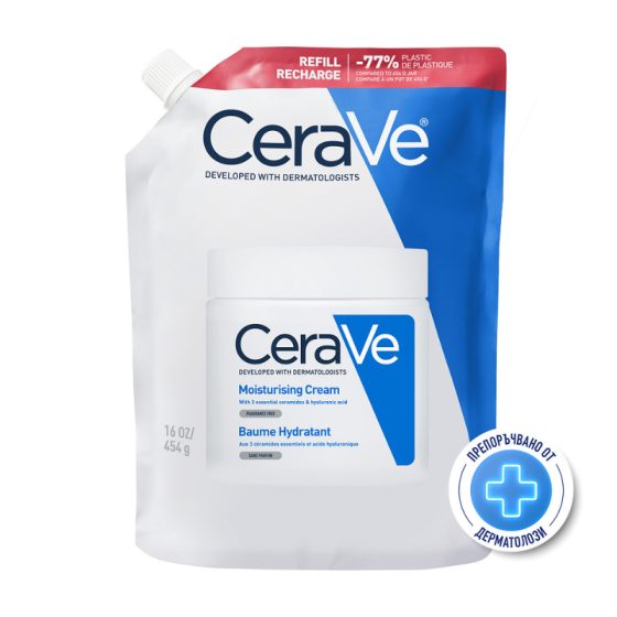 Cerave хидратиращ крем за лице и тяло, суха към много суха кожа 454г рефил 905626