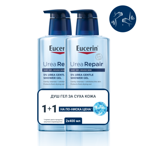 Комплект Eucerin UreaRepair Нежен душ-гел с 5% урея 2х400мл