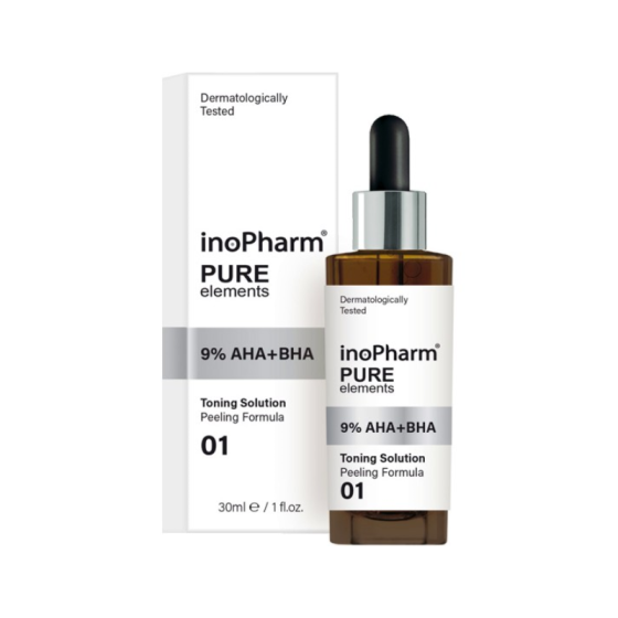 InoPharm Pure elements Пилинг за лице с 9% алфа и бета хидрокси киселини 30мл
