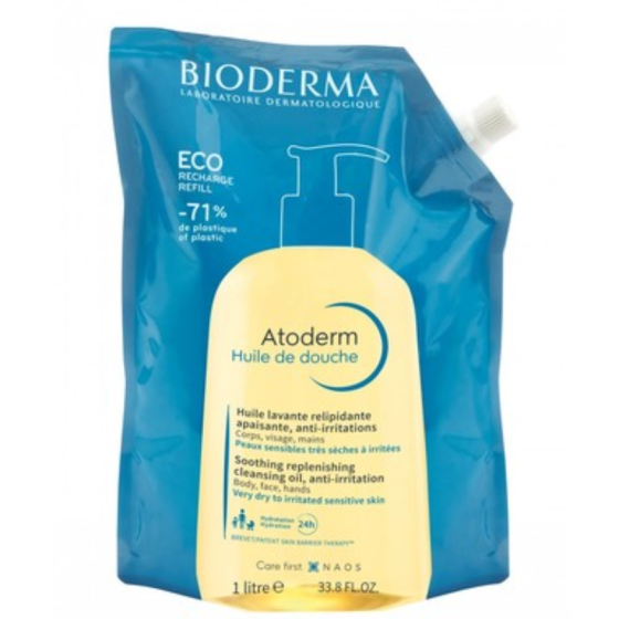 Bioderma Atoderm Интензивно подхранващо душ олио за много суха и атопична кожа рефил 1л