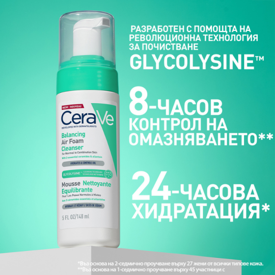 Cerave Балансираща въздушна пяна за почистване 148мл