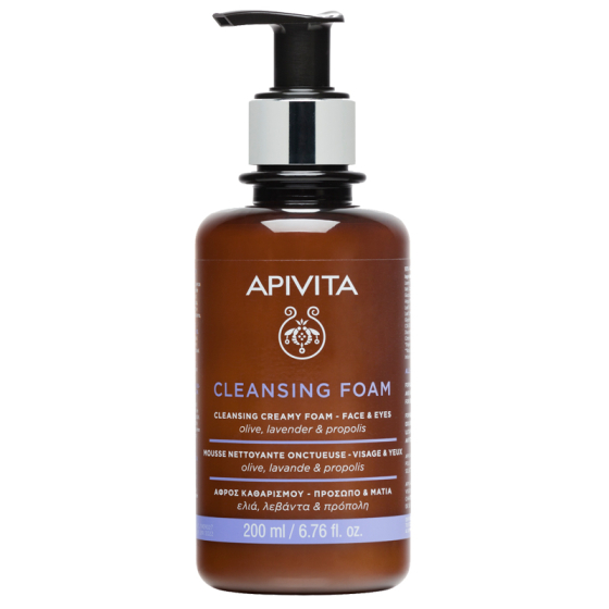 Apivita почистваща пяна за лице и очи с маслина и лавандула 200ml