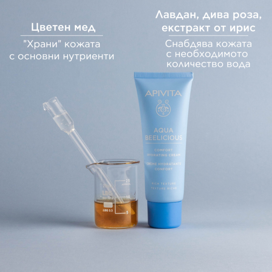 Apivita aqua beelicious хидратиращ крем с богата текстура с мед и цветя 40мл