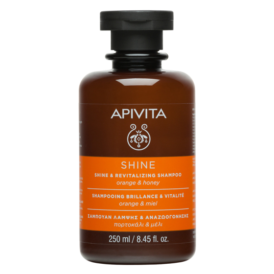 Apivita shine & revitalizing ревитализиращ шампоан с портокал и мед 250ml