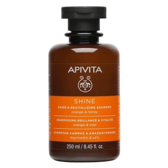 Apivita shine & revitalizing ревитализиращ шампоан с портокал и мед 250ml