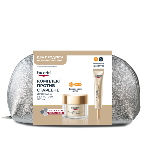 Комплект Eucerin Hyaluron-Filler+Elasticity Дневен Крем SPF30 50мл + Околоочен крем 15мл