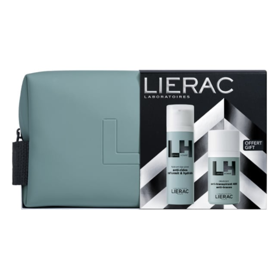Комплект Lierac Homme Крем против бръчки за мъже 50мл + Рол-он дезодорант 50мл + Несесер