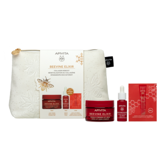 Комплект Apivita Beevine elixir Дневен крем с лека текстура 50мл + Серум 10мл + Крем за очен контур