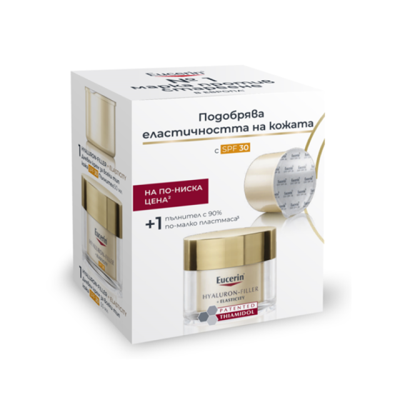 Комплект Eucerin Hyaluron-Filler Elasticity Дневен крем SPF30 50мл + Дневен крем SPF30 рефил 50мл