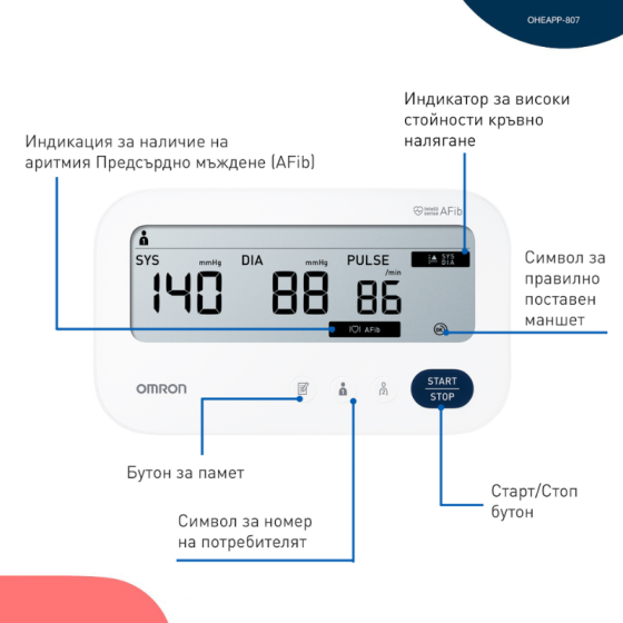 Автоматичен апарат за КН за бицепс  ОМРОН М3 Комфорт AFIB 2025
