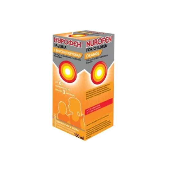 Нурофен суспензия /портокал/ при висока температура и болка 100мг/5мл 100мл