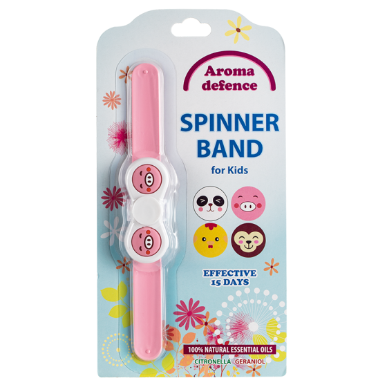 Спинър гривна за деца против комари и насекоми с аромат на цитронела и гераниол Aroma Defence