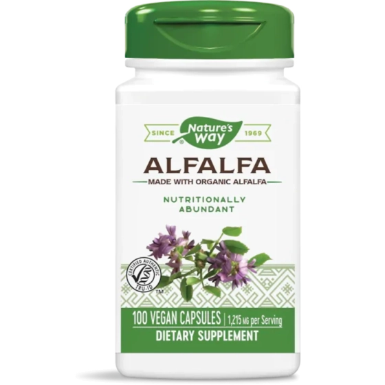 Люцерна капсули при задържане на течности, менопауза и ПМС  405мг х100 Nature's Way