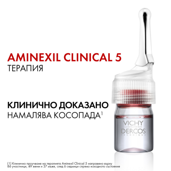Vichy dercos aminexil clinical 5 косопад при жени 21дози х 6мл 522786