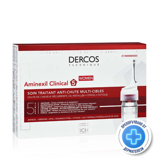Vichy dercos aminexil clinical 5 косопад при жени 21дози х 6мл 522786
