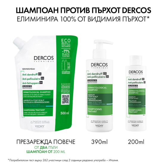 Vichy dercos шампоан против пърхот мазен скалп 200мл. 330286