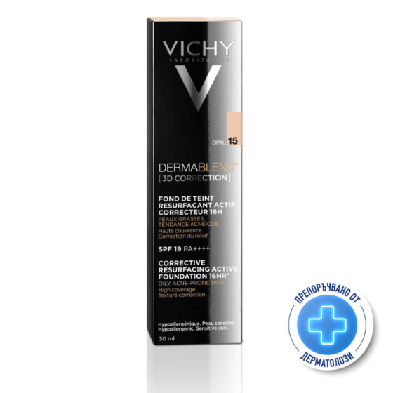 Vichy dermablend 3d корекция фон дьо тен 15 мазна кожа 30мл./опал/ 332297 Годен до: 31.10.2026