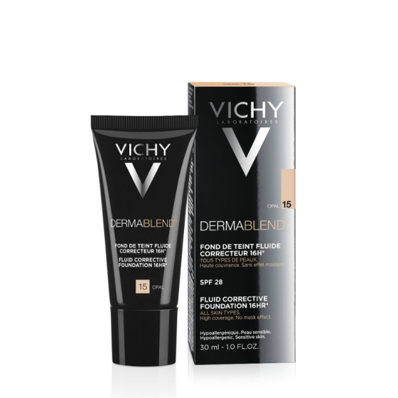 Vichy dermablend фон дьо тен 15 флуид коригиращ 30мл./опал/ 316594, Годен до: 31.1.2027 г.