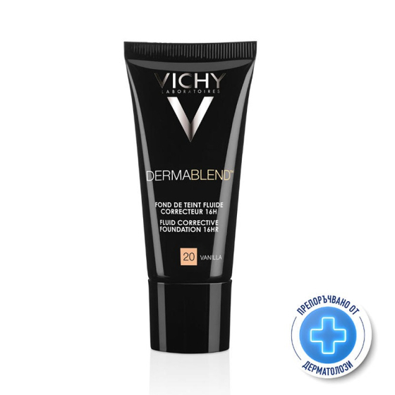 Vichy dermablend фон дьо тен 20 флуид коригиращ 30мл./ванилия/ 572385, Годен до: 31.3.2027 г.
