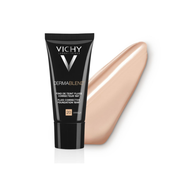 Vichy dermablend фон дьо тен 20 флуид коригиращ 30мл./ванилия/ 572385, Годен до: 31.3.2027 г.
