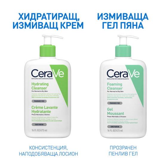 Cerave хидратиращ измиващ крем за лице и тяло, нормална към суха кожа, деца и възрастни 473мл.597333