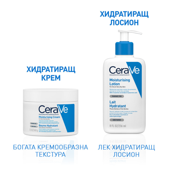 Cerave хидратиращ лосион за лице и тяло, суха към много суха кожа, деца и възрастни 473мл.597395