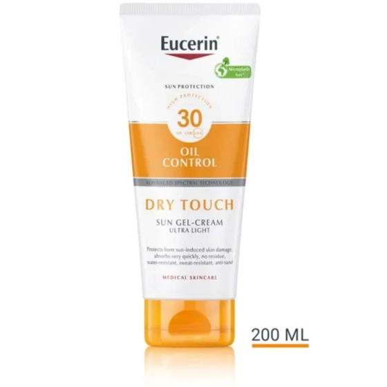 Eucerin dry touch слънцезащитен крем гел за тяло spf 30 200мл