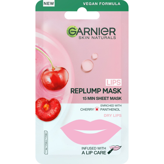 Garnier skin naturals replump cherry хартиена маска с грижа за устни 5гр