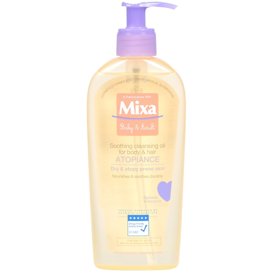 Mixa baby atopicalm бебешко олио за измиване на коса и тяло 250ml