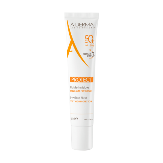 A-derma protect fluide invisible spf50+ протект невидим флуид spf50+ за смесена кожа 40ml
