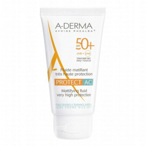 A-derma protect ac матиращ флуид spf50+ за мазна кожа, склонна към акне 40ml