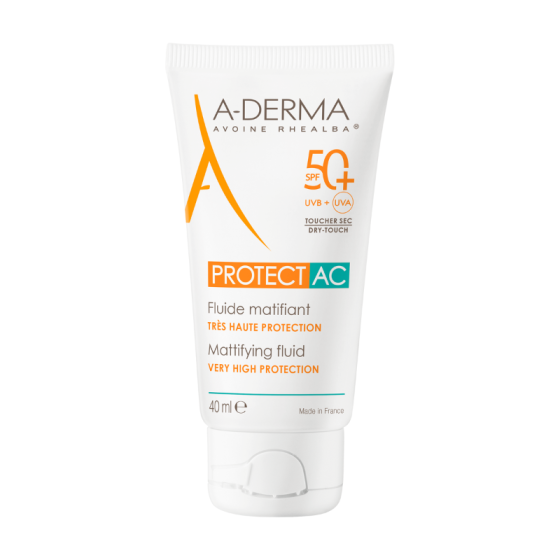 A-derma protect ac матиращ флуид spf50+ за мазна кожа, склонна към акне 40ml