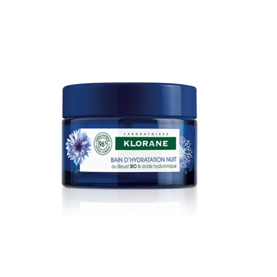 Klorane cornflower нощна аква маска за интензивна хидратация при уморена кожа с органична синя метли