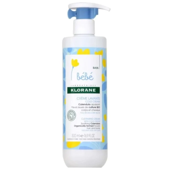 Klorane bebe богат измиващ крем лавант за коса и тяло с колд крем и невен 500мл